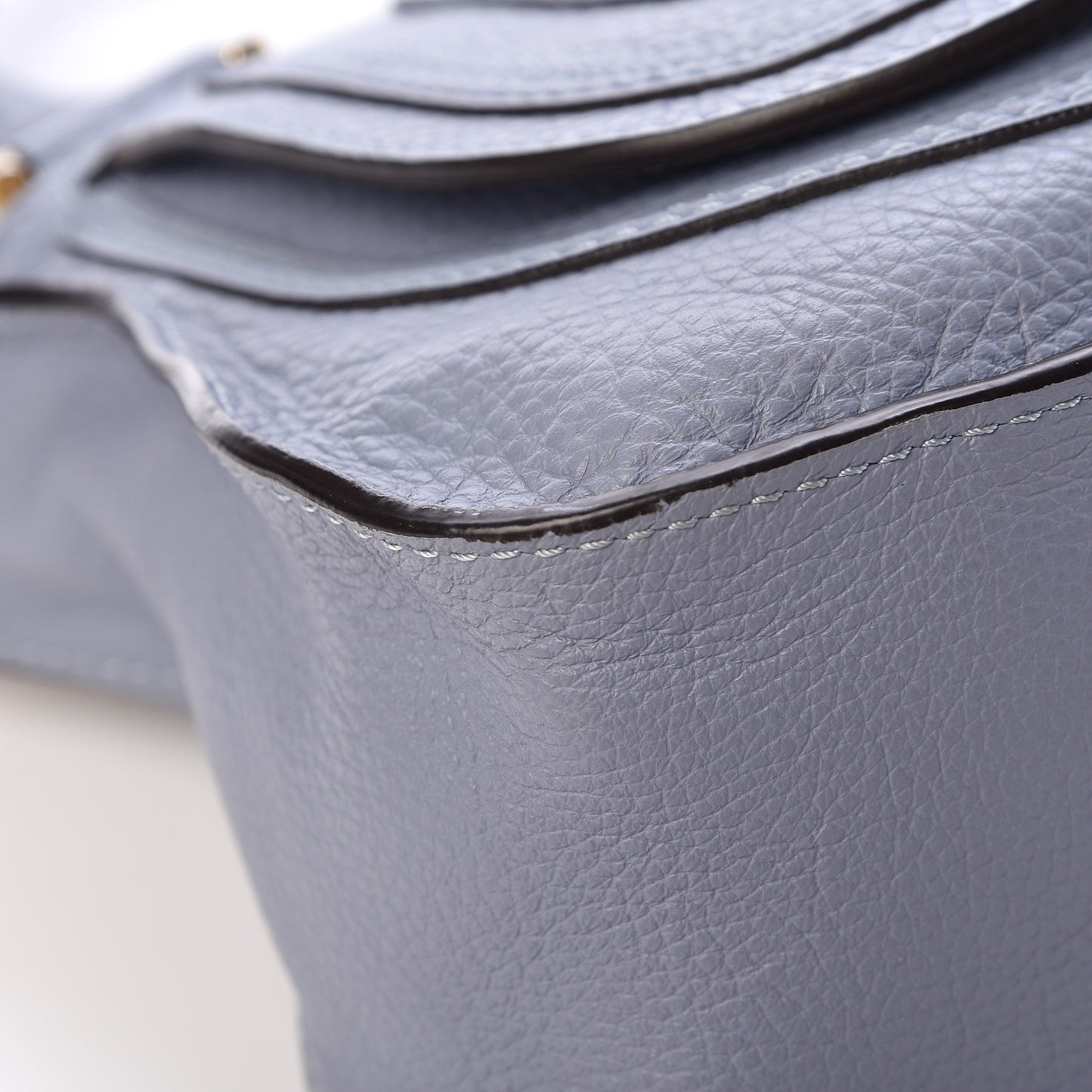 Calfskin Small Marcie Satchel Washed Blue