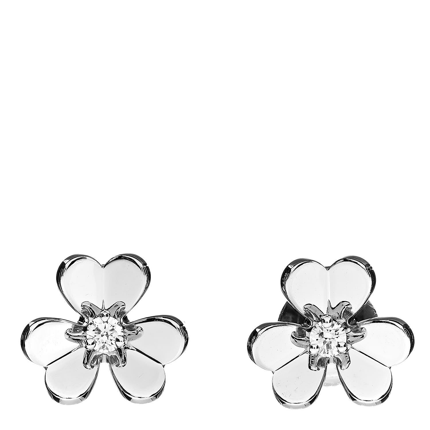 Van Cleef & Arpels 18K White Gold Diamond Mini Frivole Earrings 1 of 5