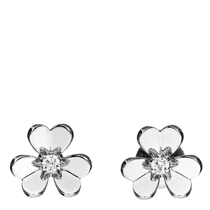 Van Cleef & Arpels 18K White Gold Diamond Mini Frivole Earrings 1 of 5