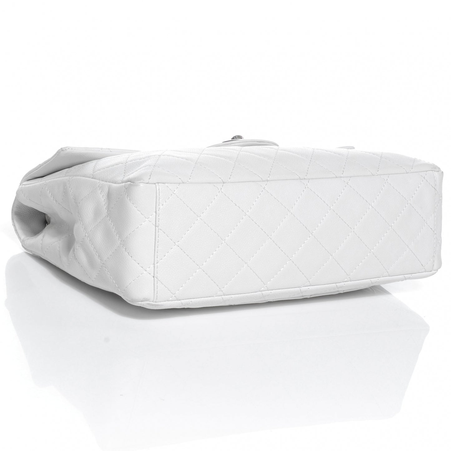 Washed Caviar Maxi Single Flap White