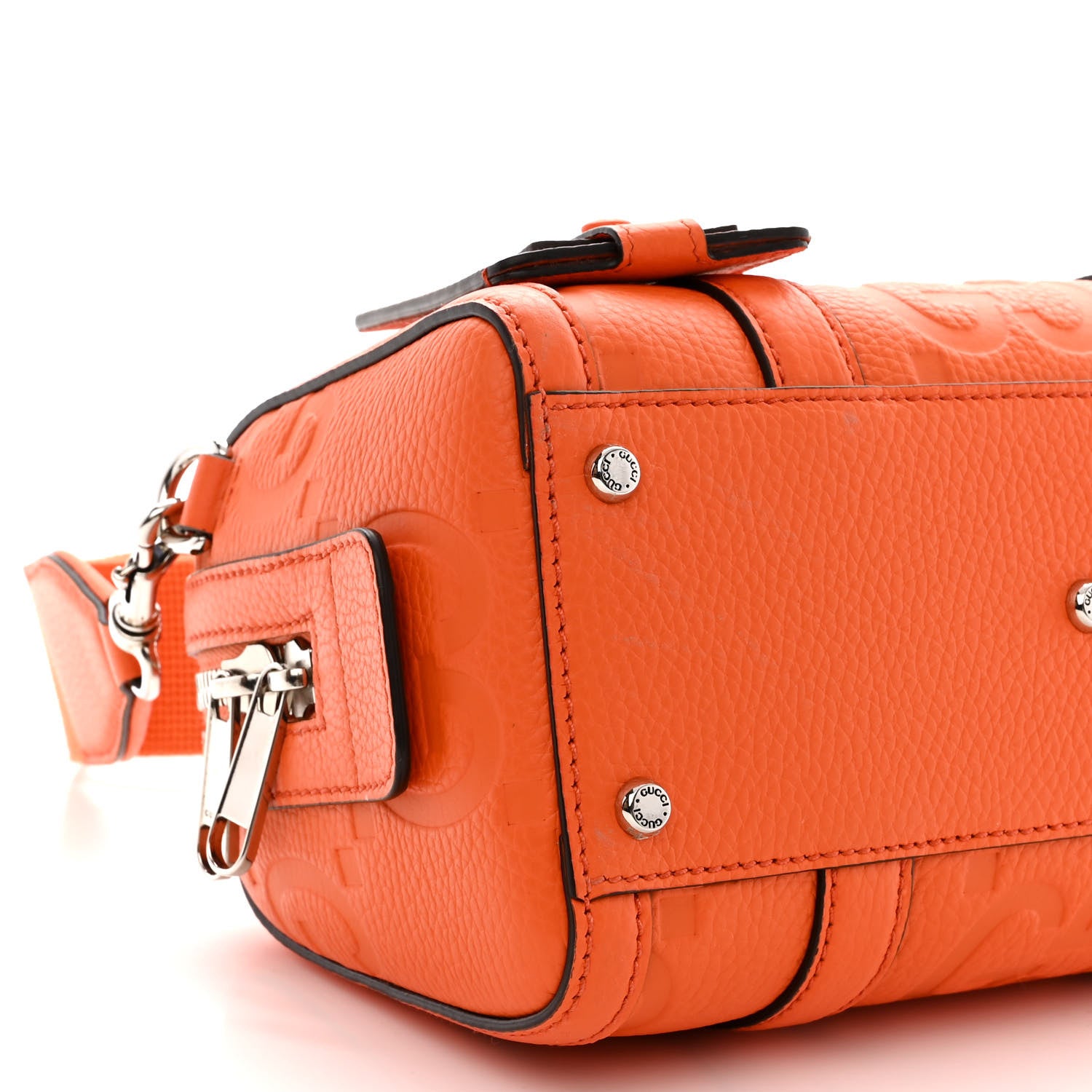 Gucci Piuma Calfskin Jumbo GG Embossed Mini Duffle Bag Good Orange 9 of 10