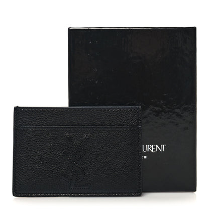 Saint Laurent Grained Calfskin Monogram Credit Card Case Black 9 of 9