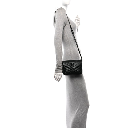 Saint Laurent Calfskin Y Quilted Monogram Monochrome Toy Loulou Crossbody Bag Black 2 of 11