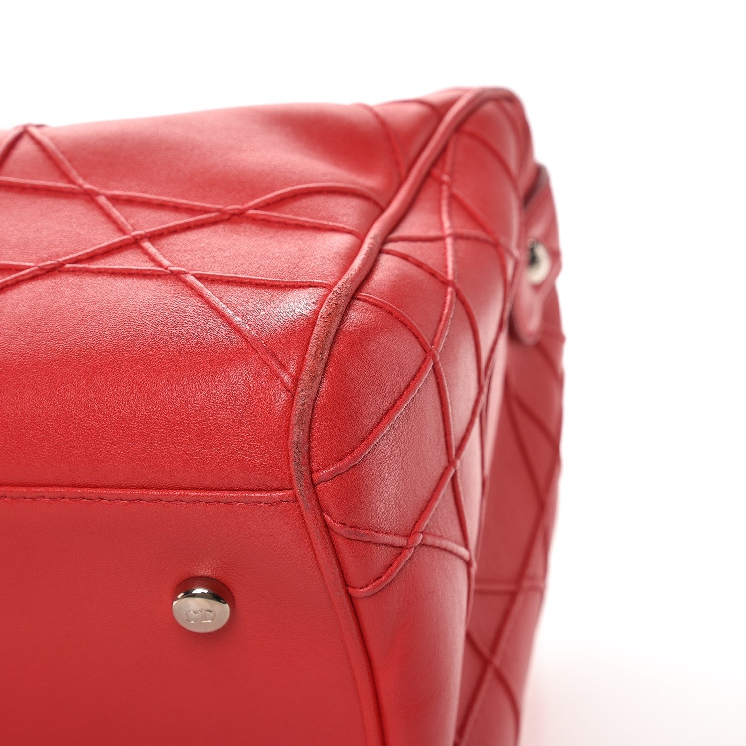 Christian Dior Lambskin Cannage Granville Polochon Coral 14 of 16