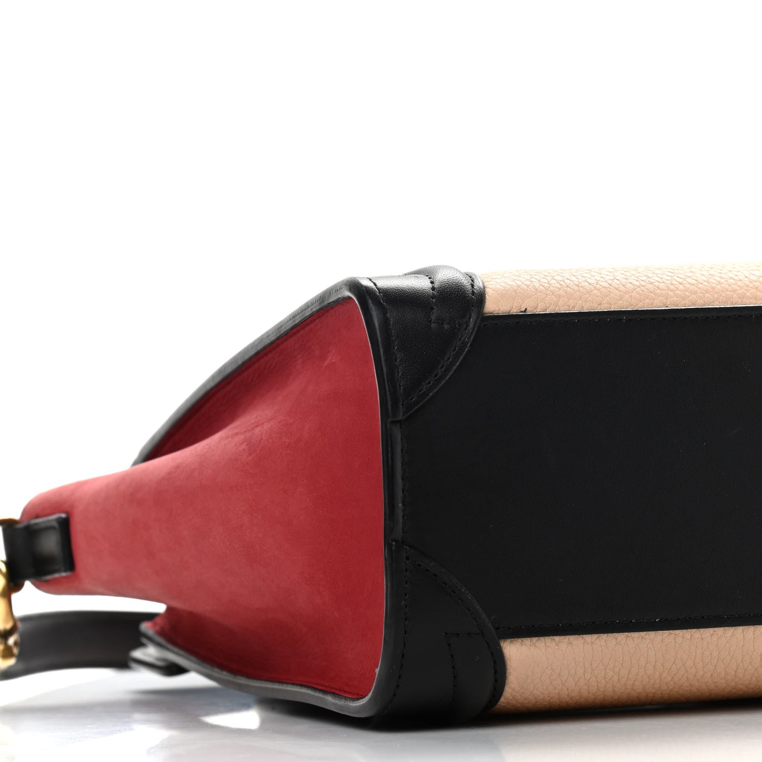 Celine Drummed Calfskin Nubuck Nano Tri-Color Luggage Ruby 8 of 15