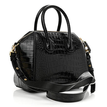 Givenchy Calfskin Crocodile Embossed Mini Antigona Black 3 of 10