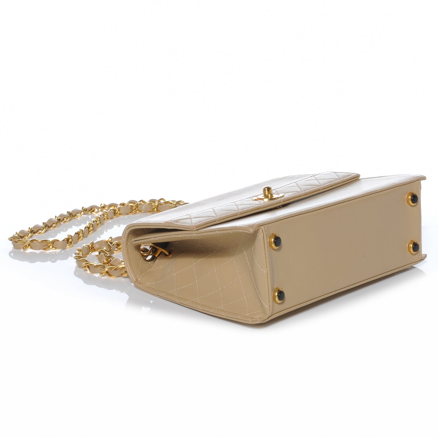 Chanel Lambskin Quilted Trapezoid Shoulder Flap Bag Beige 4 of 9