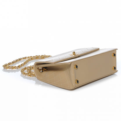 Chanel Lambskin Quilted Trapezoid Shoulder Flap Bag Beige 4 of 9