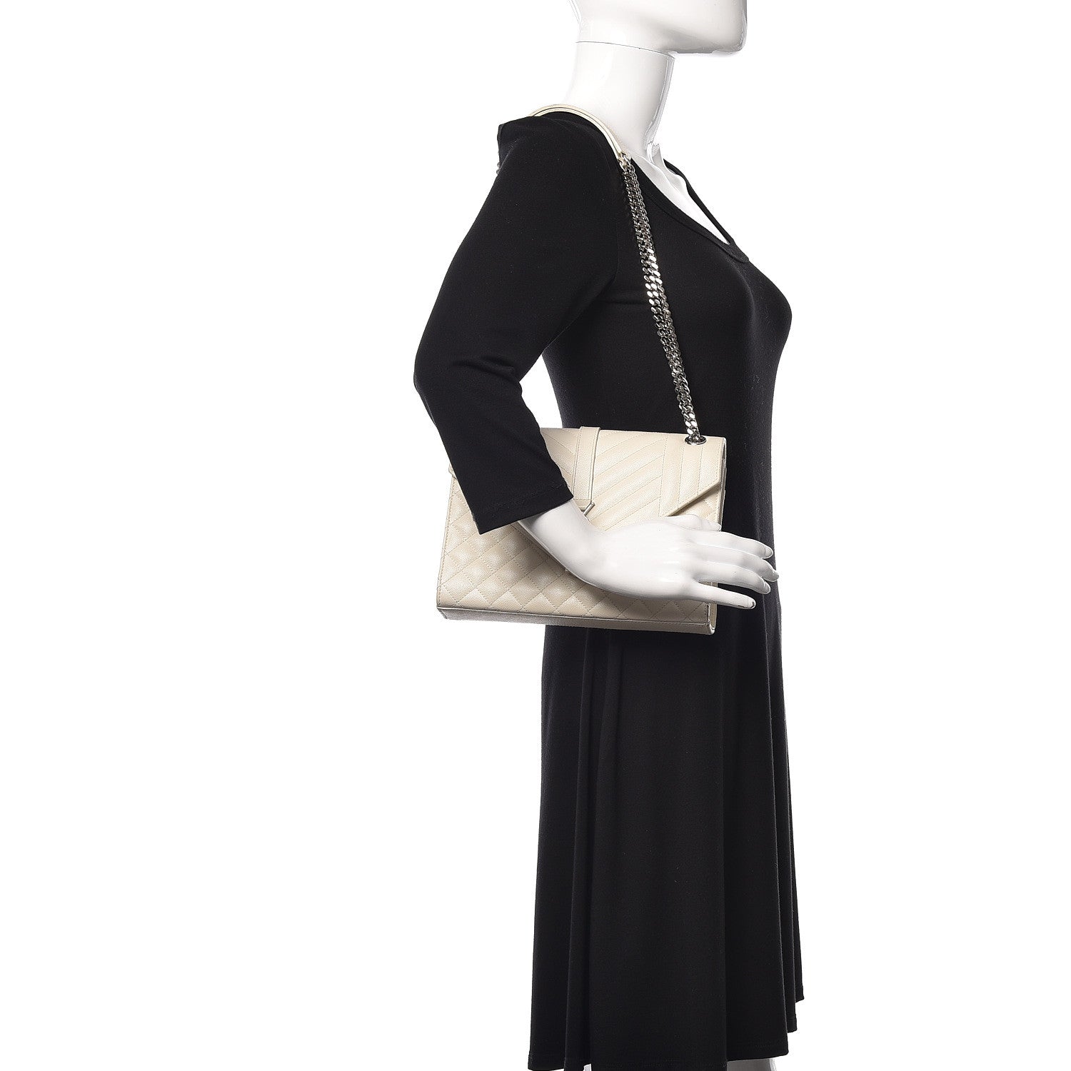 Saint Laurent Grain De Poudre Textured Mixed Matelasse Medium Triquilt Monogram Satchel Porcellana 2 of 18