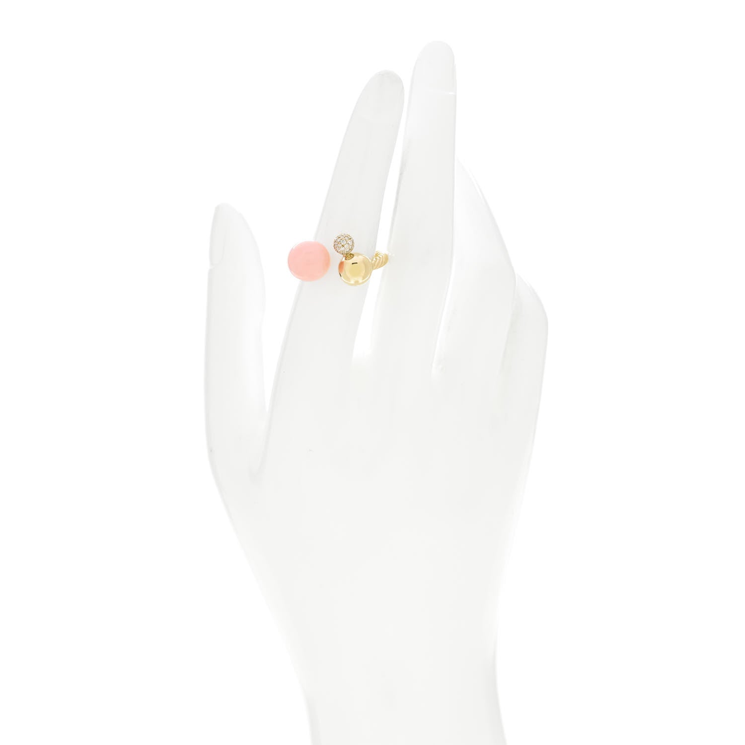 David Yurman 18K Yellow Gold Diamond Pink Opal Solari Cluster Ring 54 7 2 of 5