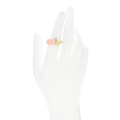 David Yurman 18K Yellow Gold Diamond Pink Opal Solari Cluster Ring 54 7 2 of 5