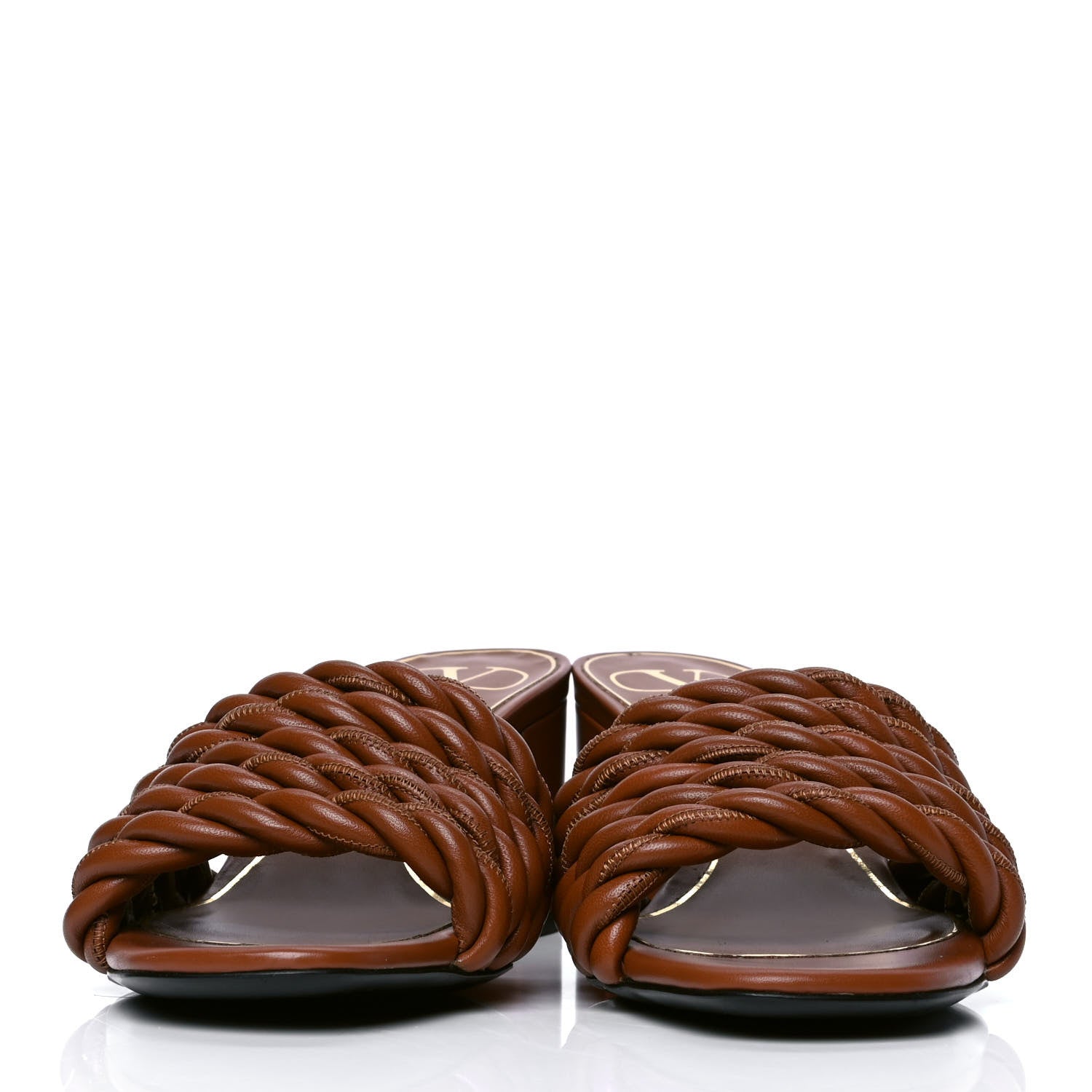 Valentino Garavani Nappa Rope 60mm Slide Sandals 36 Saddle Brown 2 of 5
