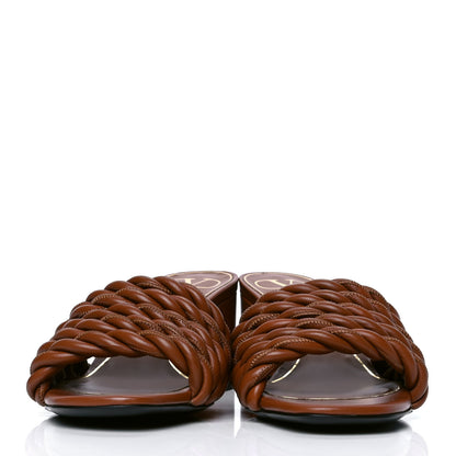 Valentino Garavani Nappa Rope 60mm Slide Sandals 36 Saddle Brown 2 of 5