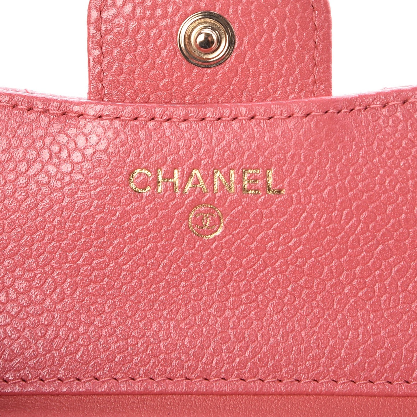 Caviar Quilted Compact Flap Wallet Pink