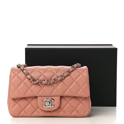 Chanel Lambskin Quilted Mini Rectangular Flap Dark Pink 11 of 11