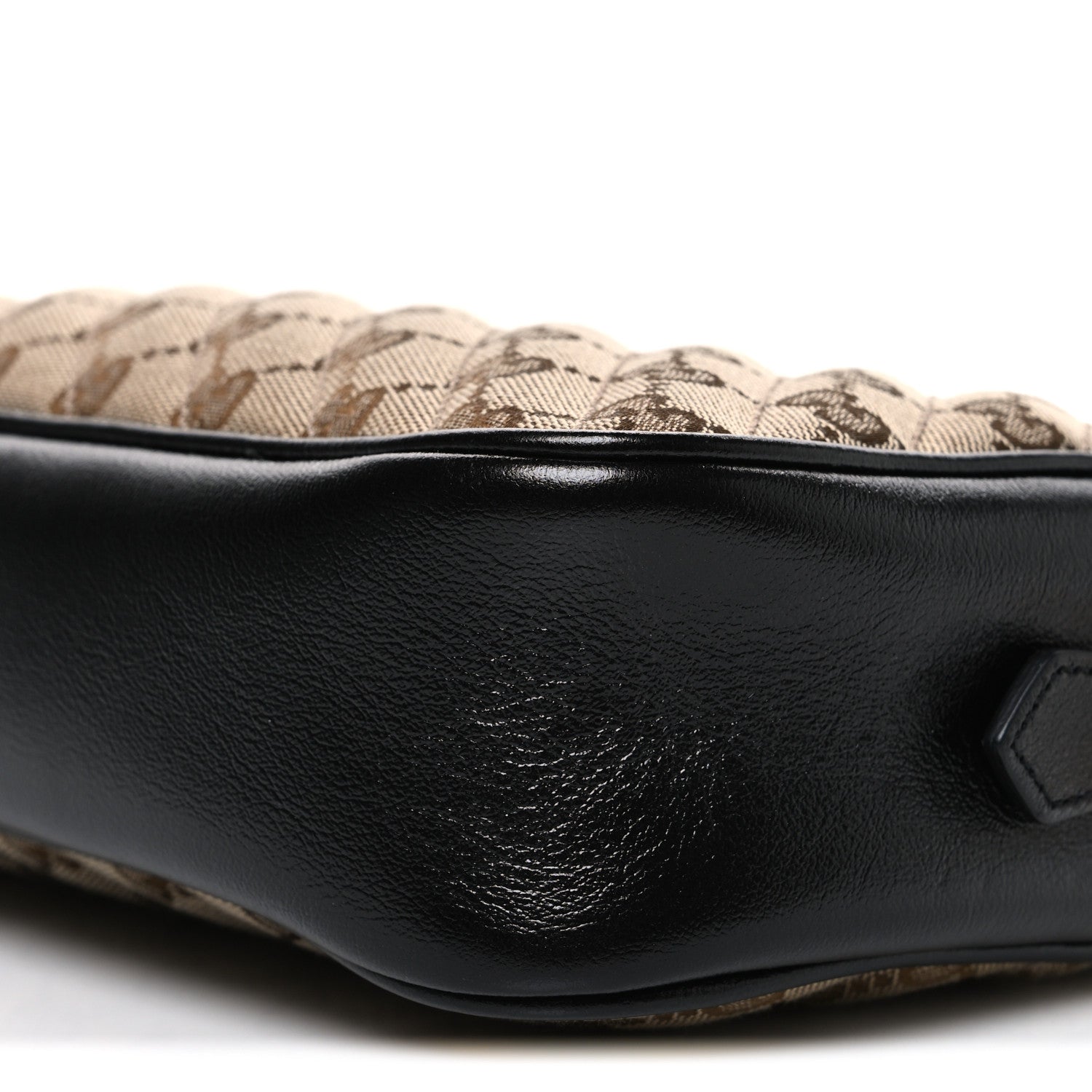 Gucci Monogram Matelasse Diagonal Small GG Marmont Chain Shoulder Bag Beige Black 10 of 11