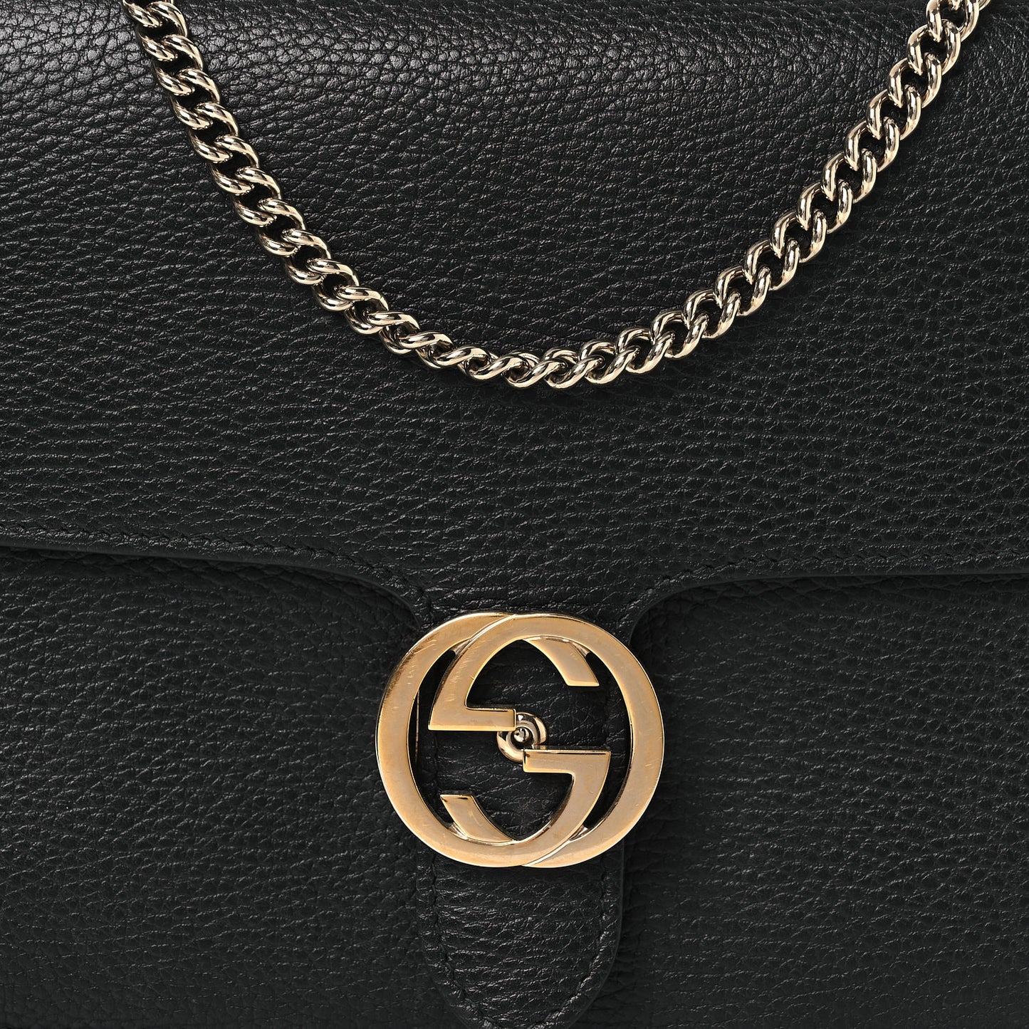 Dollar Calfskin Interlocking G Shoulder Bag Black