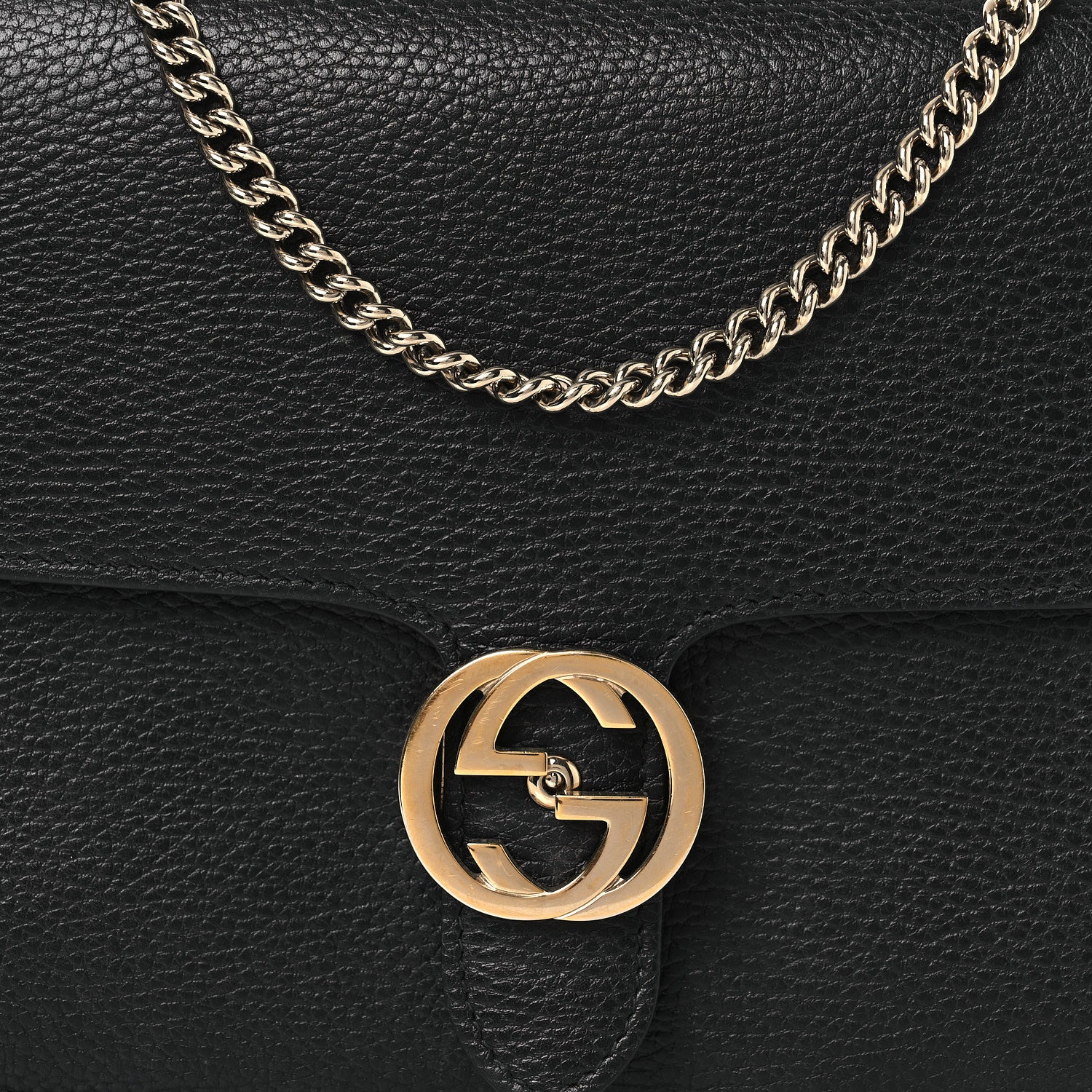 Gucci Dollar Calfskin Interlocking G Shoulder Bag Black 8 of 13