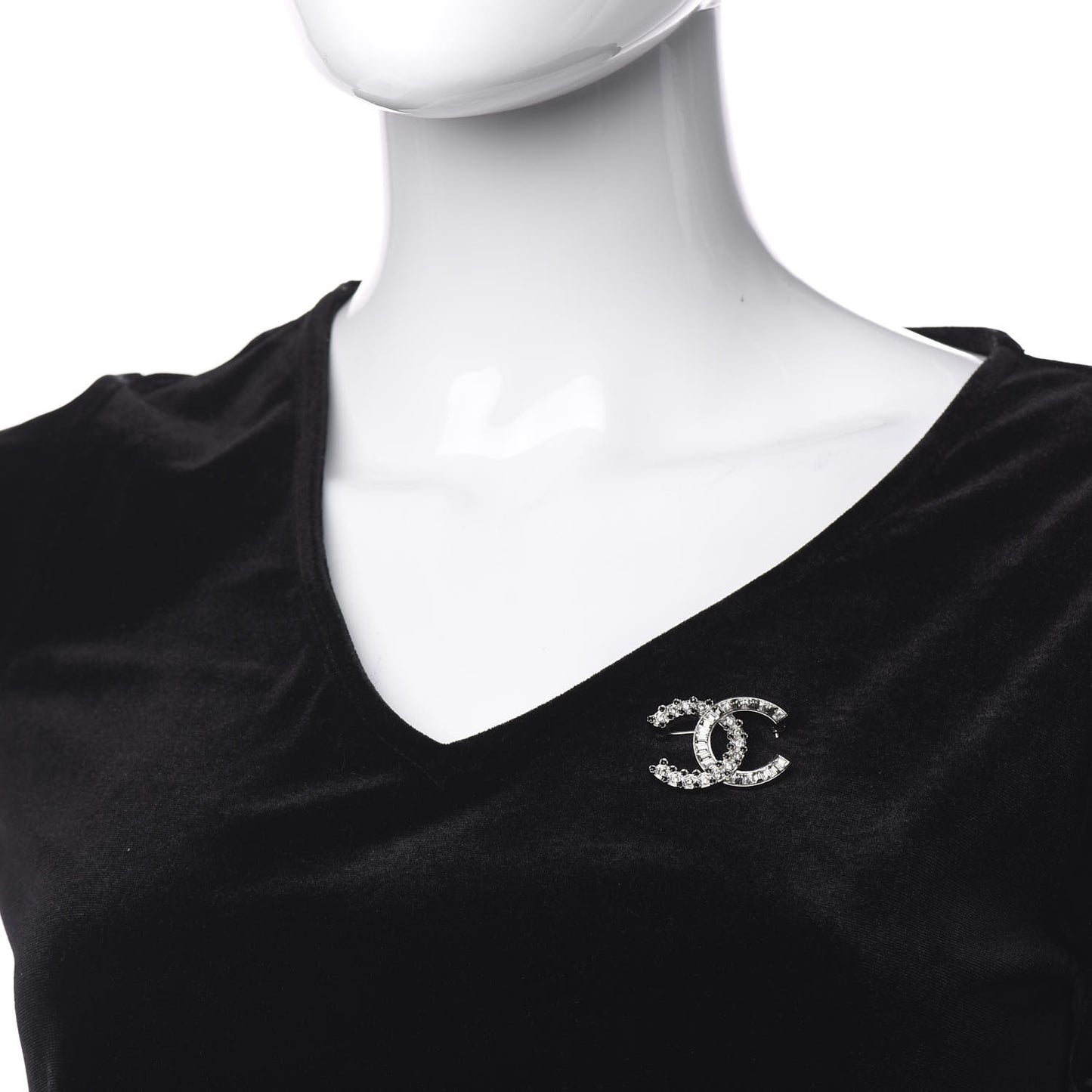 Baguette Crystal CC Brooch Green Black