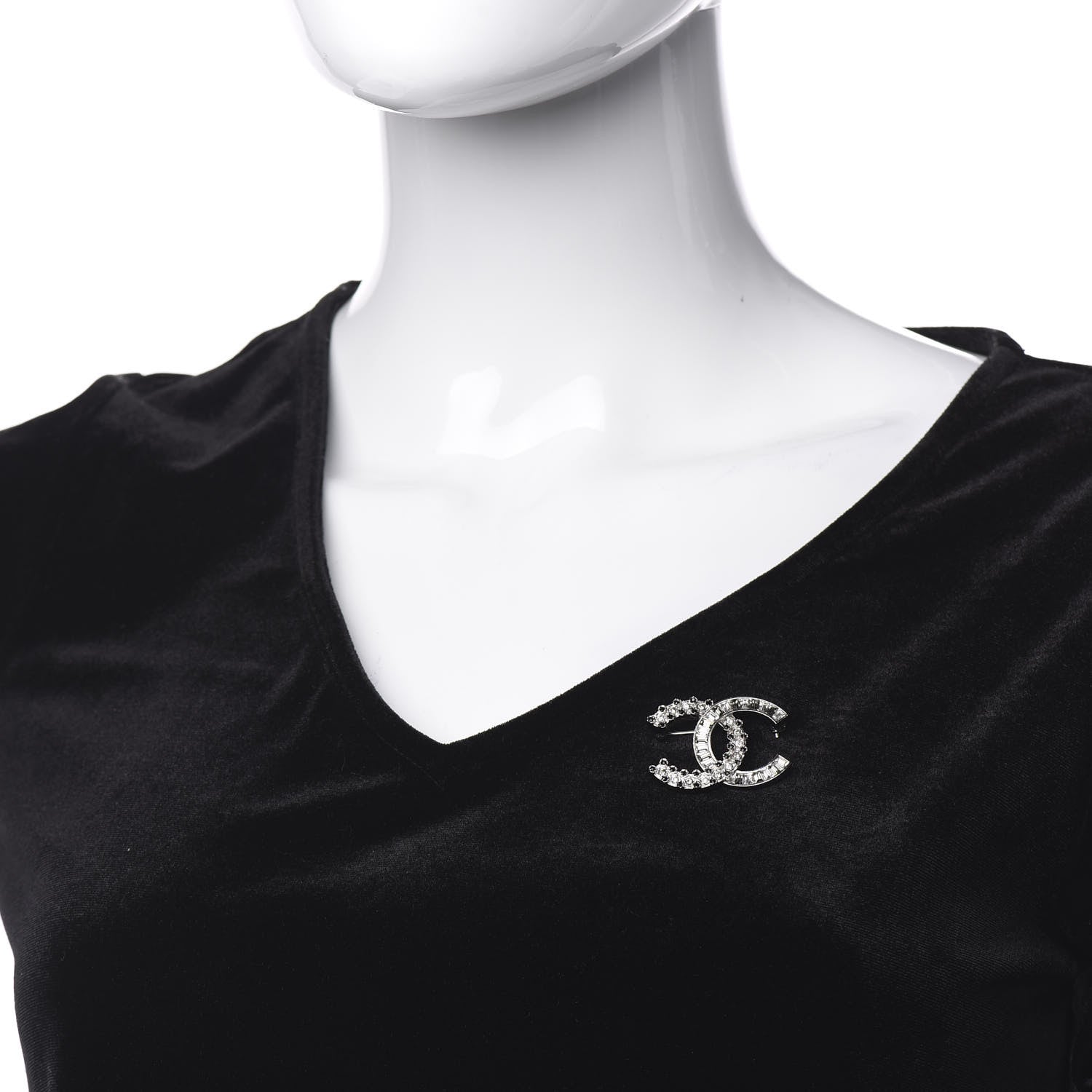 Chanel Baguette Crystal CC Brooch Green Black 2 of 5