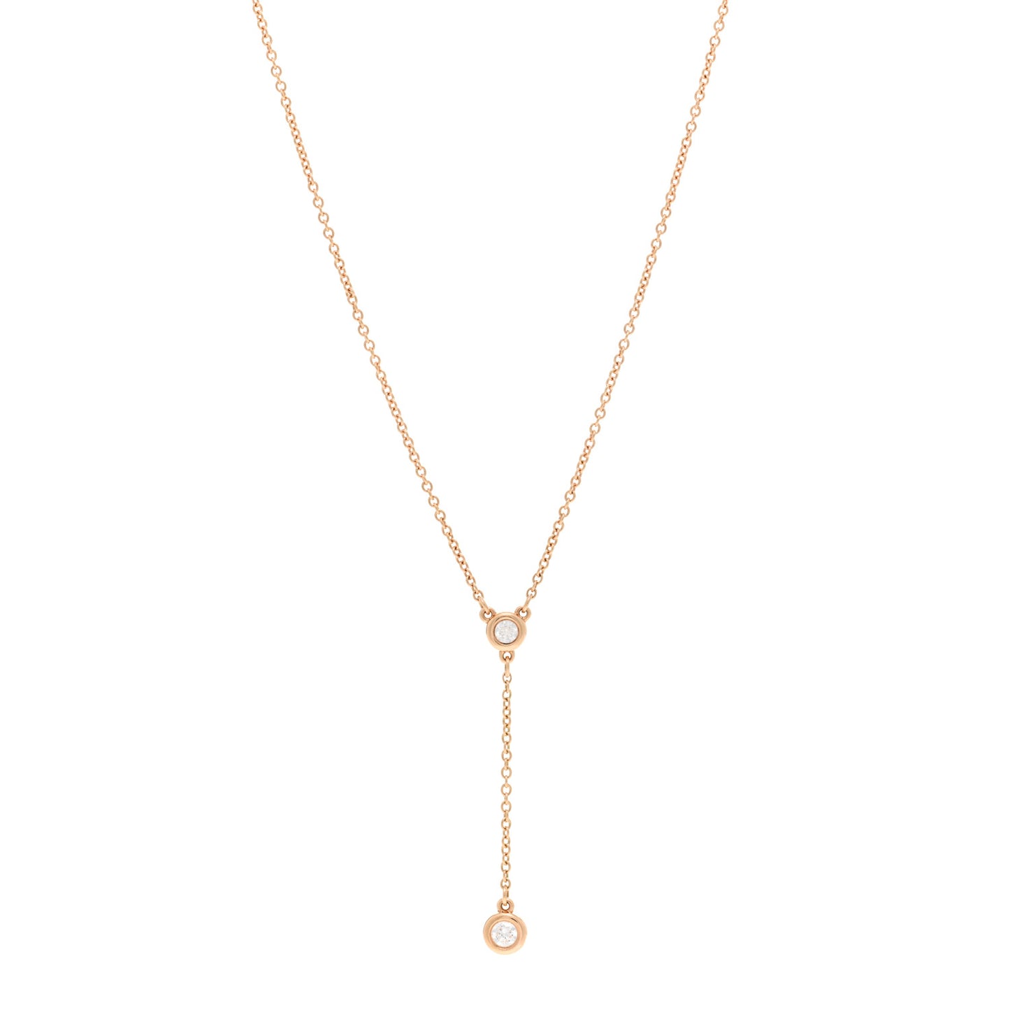 18K Rose Gold Diamond Elsa Peretti Diamonds by the Yard Lariat Necklace