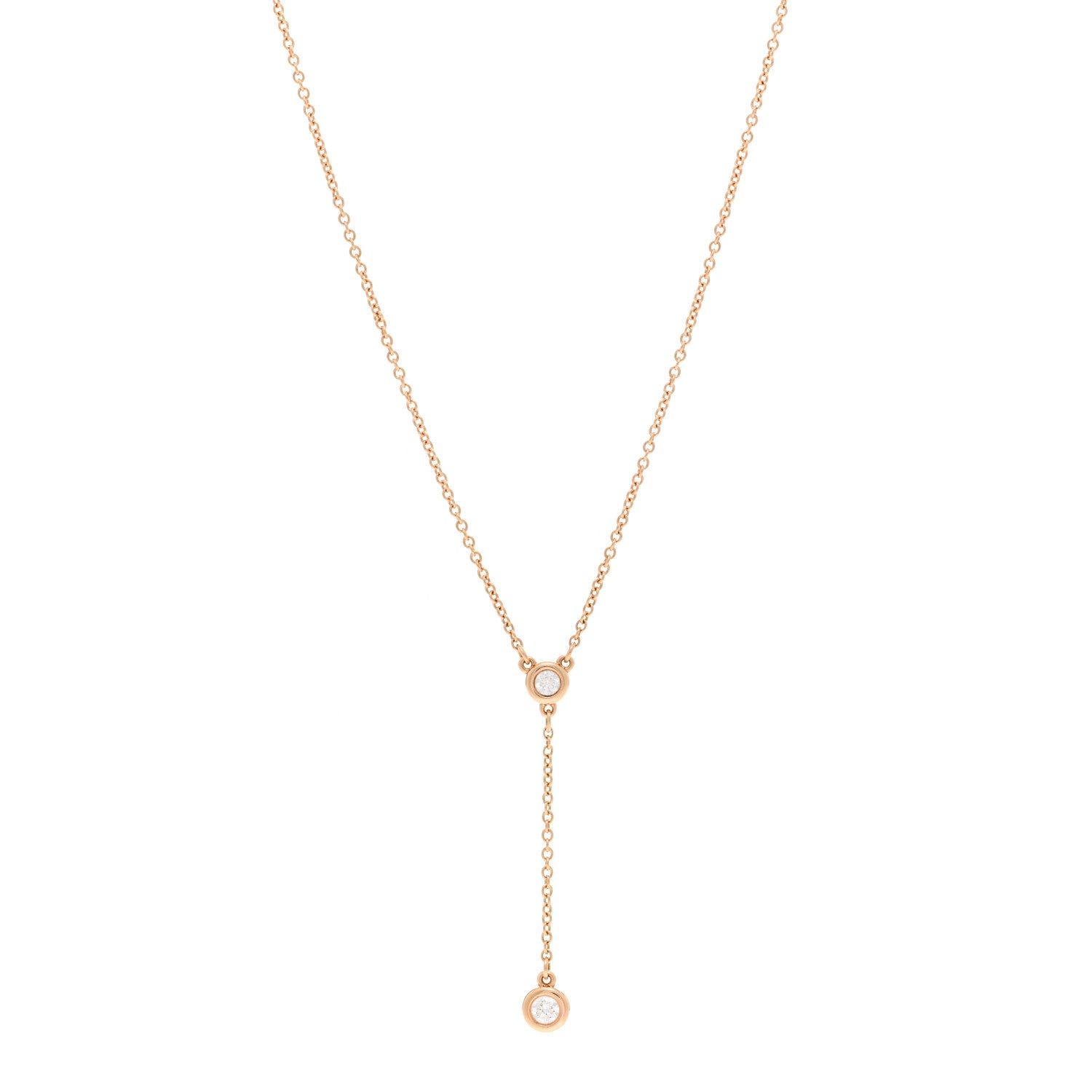 Tiffany 18K Rose Gold Diamond Elsa Peretti Diamonds by the Yard Lariat Necklace 1 of 5