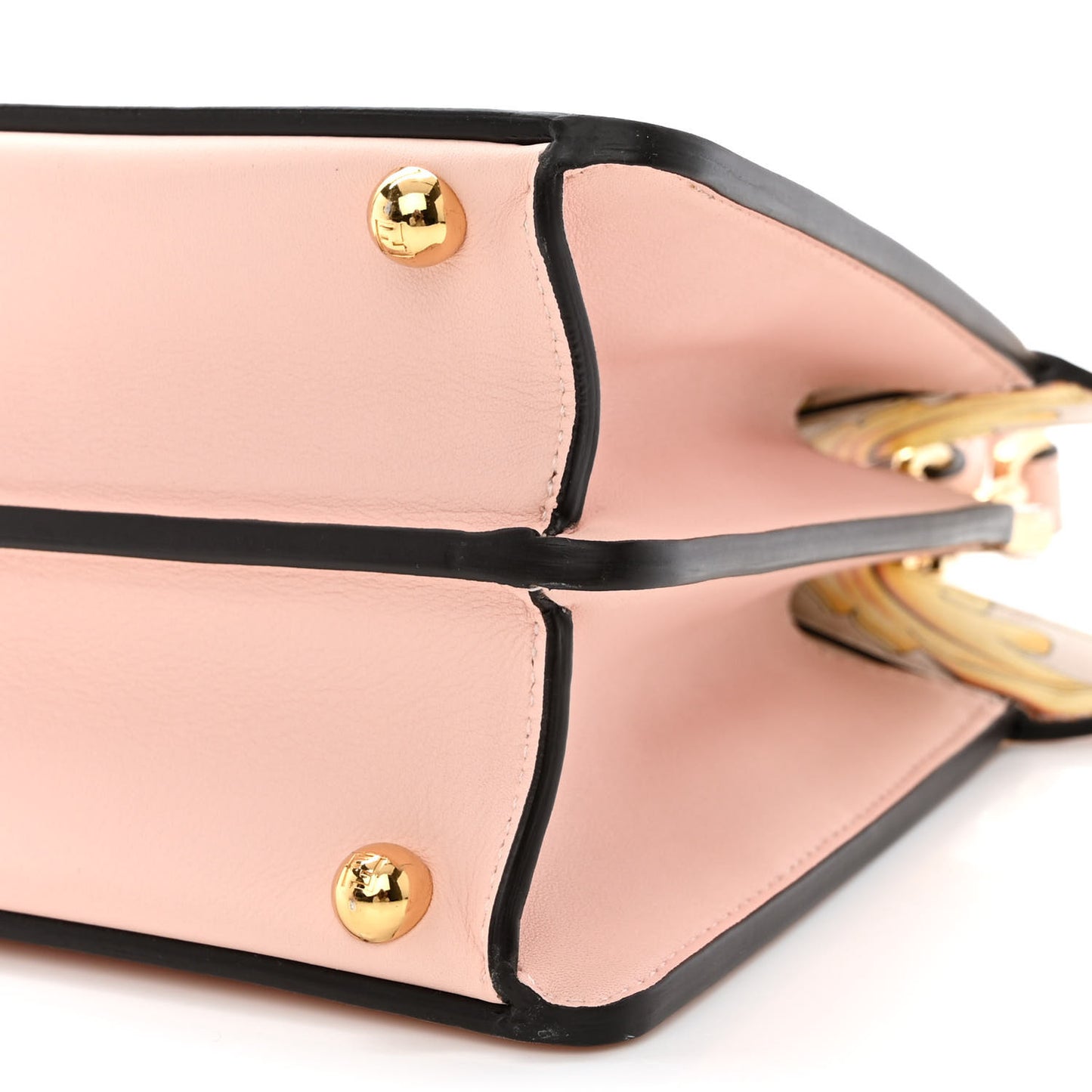 X VERSACE Vitello Seta Nappa Fendace FF Baroque Small Peekaboo I SEE U Satchel Rosa Confetto White Gold