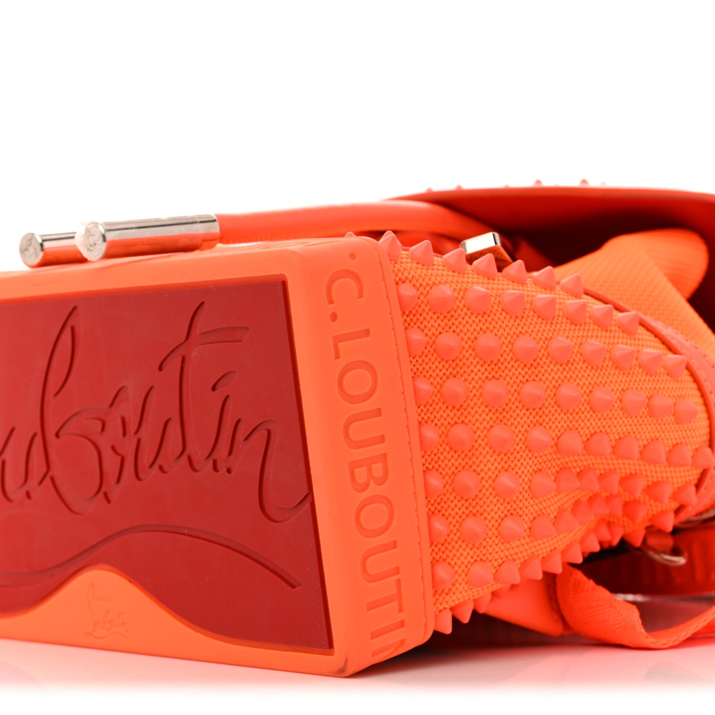 Calfskin Spiked Small Explorafunk Backpack Fluo Orange