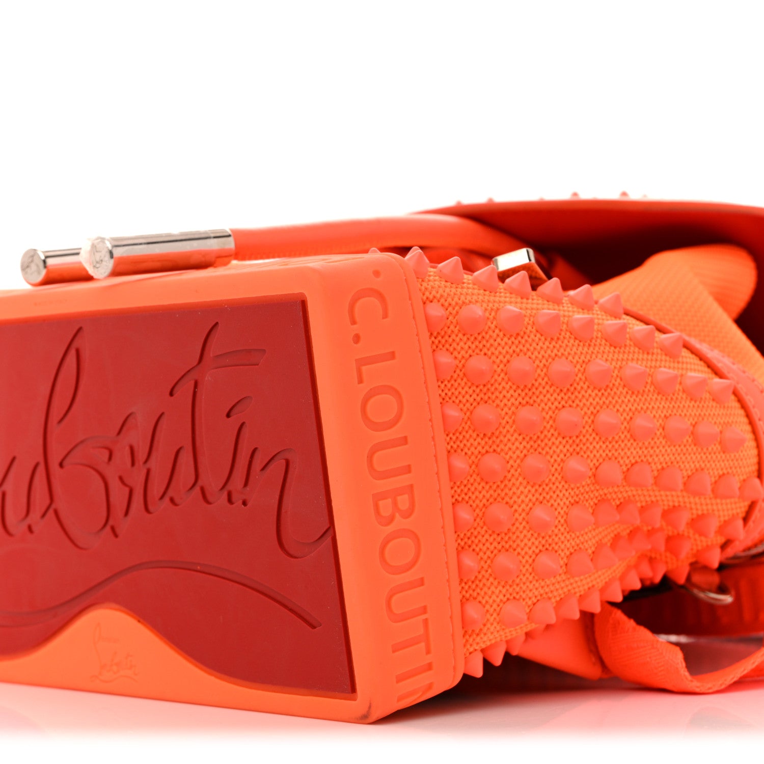 Christian Louboutin Calfskin Spiked Small Explorafunk Backpack Fluo Orange 10 of 13