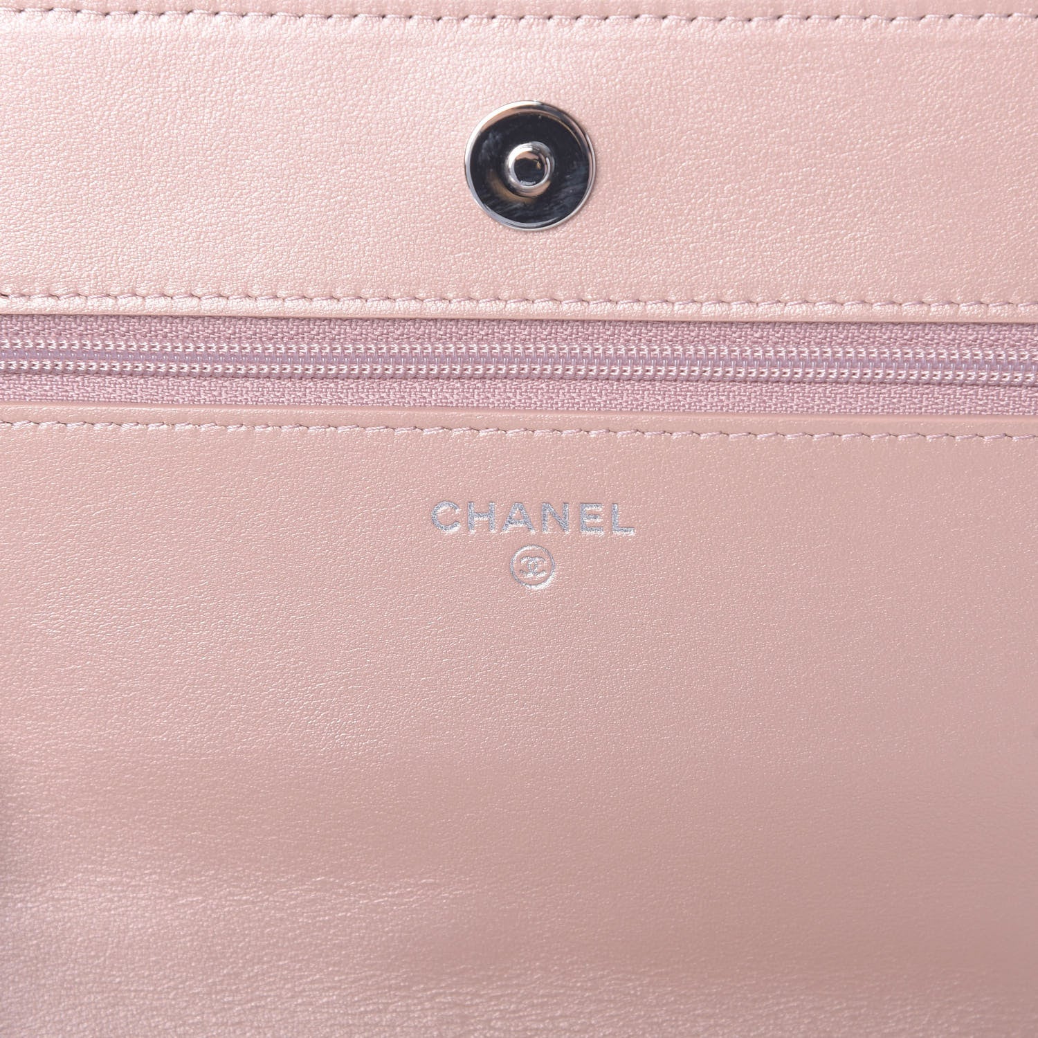 Chanel Goatskin Camellia Embossed Wallet On Chain WOC Light Pink 6 of 12