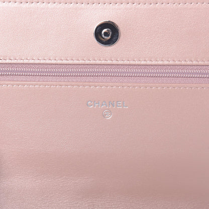 Chanel Goatskin Camellia Embossed Wallet On Chain WOC Light Pink 6 of 12