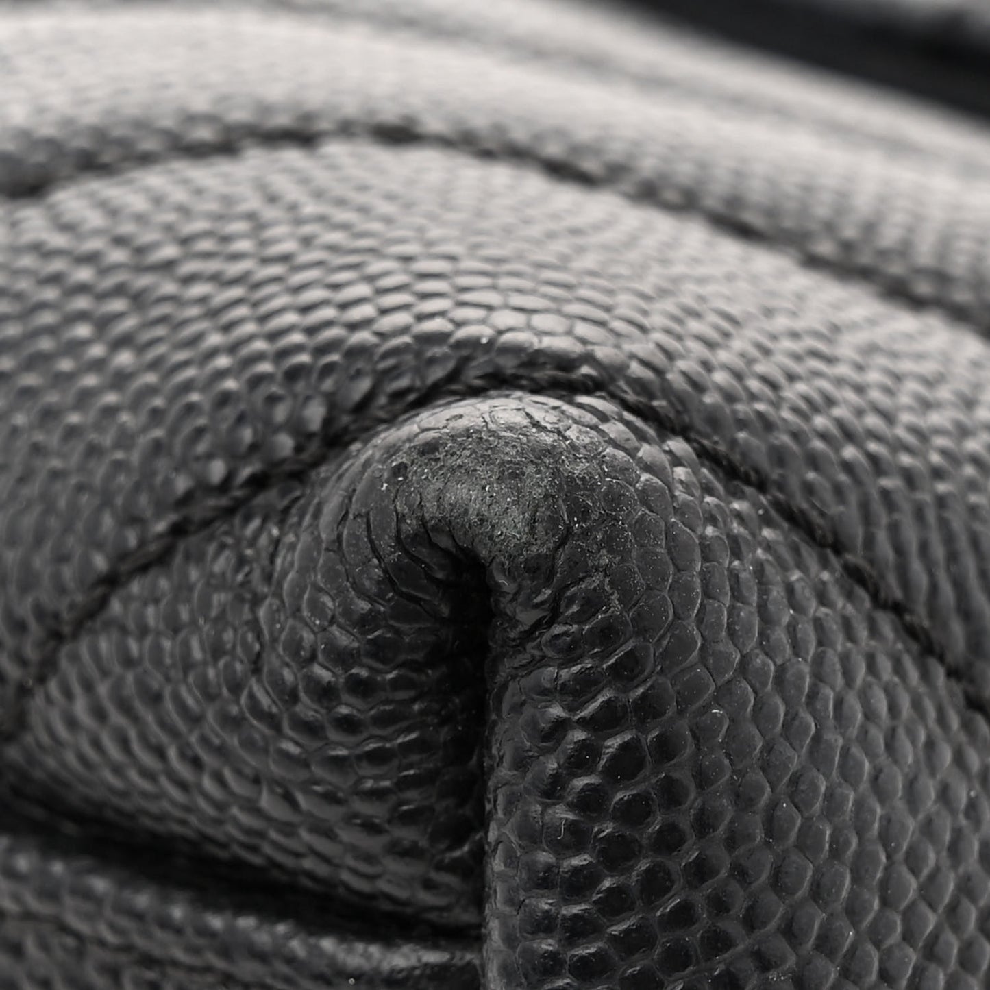 Caviar Chevron Quilted Small Coco Handle Flap Dark Grey