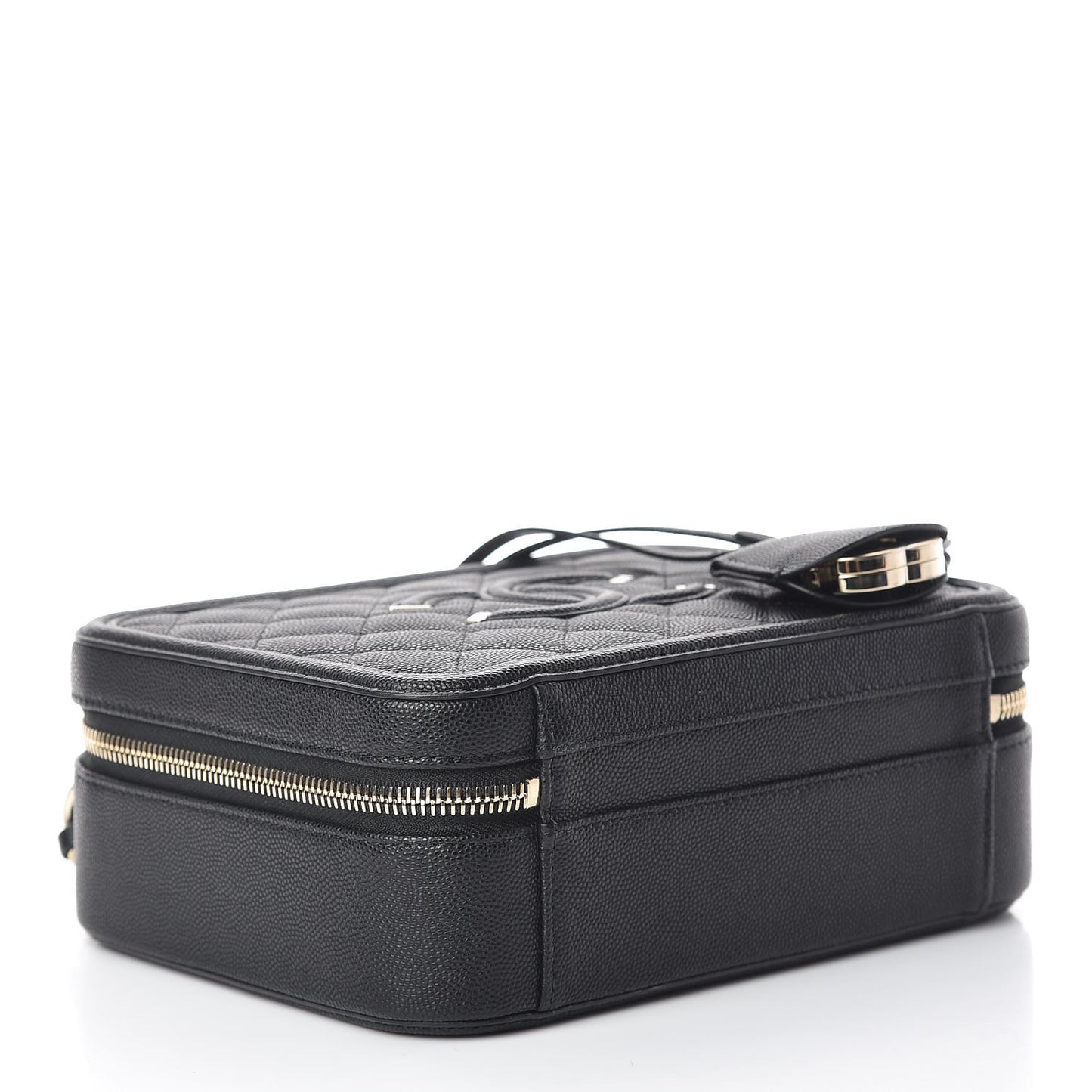 Caviar Quilted Medium CC Filigree Vanity Case Black