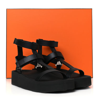 Hermes Calfskin Womens Enid Sandals 40 Black 8 of 8