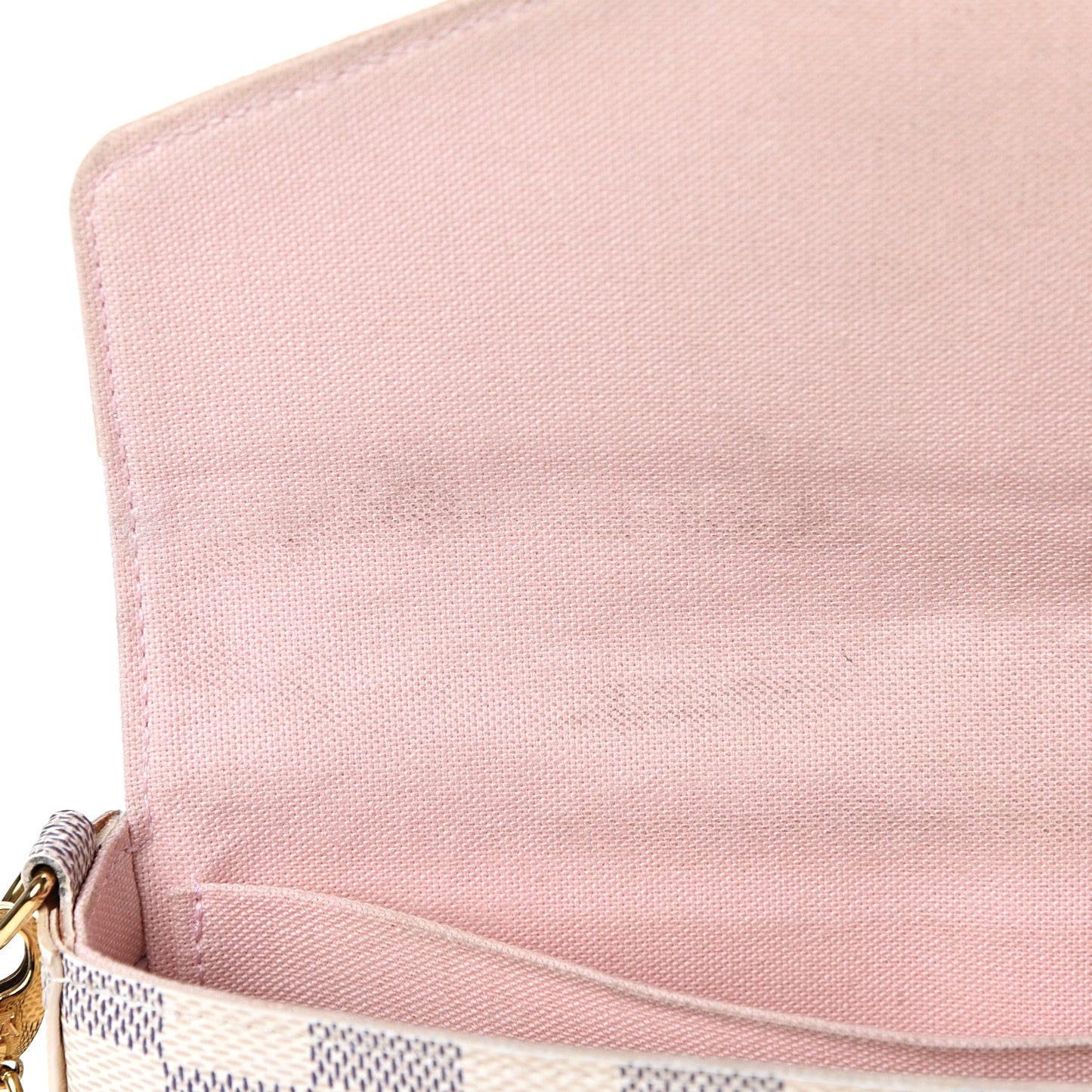 Damier Azur Pochette Felicie Chain Wallet Rose Ballerine