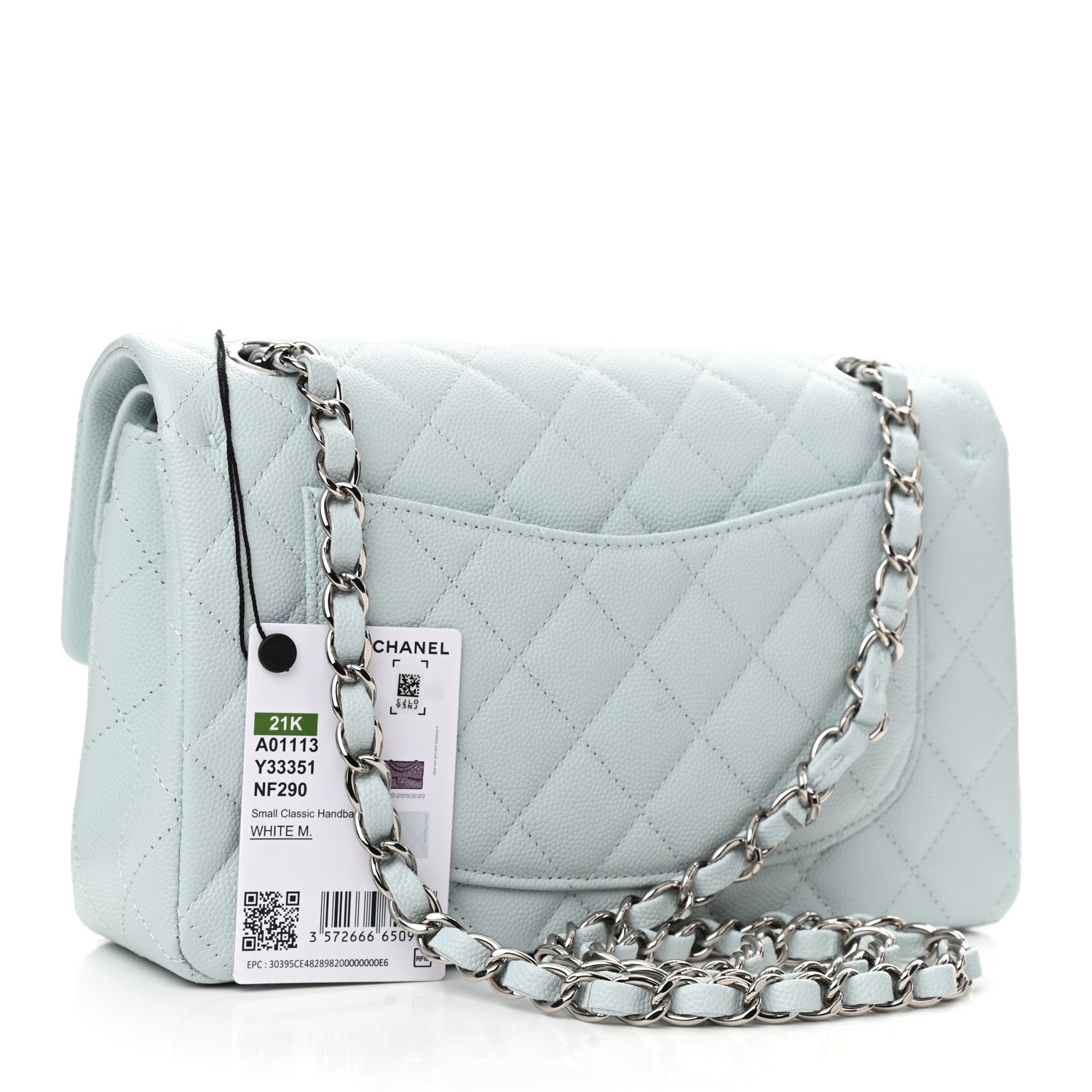 Chanel Caviar Quilted Small Double Flap Light Blue 2 of 10