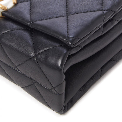 Chanel Calfskin Quilted Accordion Pearl CC Flap Bag Black 4 of 9