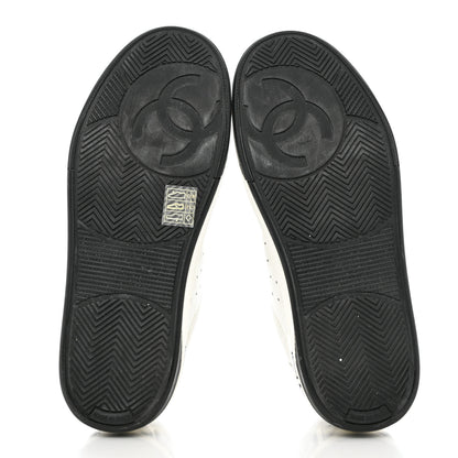 Chanel Calfskin Womens Logo Sneakers 37.5 White Black 5 of 11
