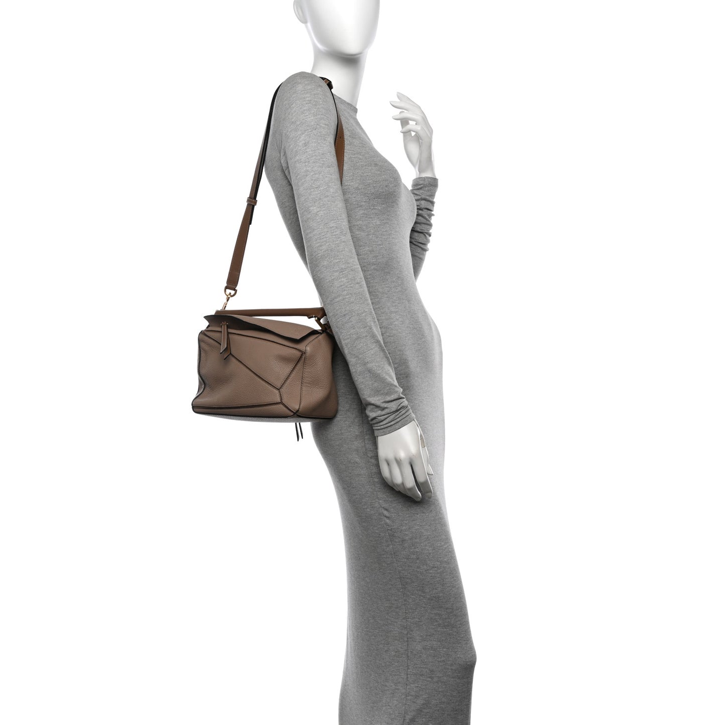 Grained Calfskin Small Puzzle Bag Sand Mink
