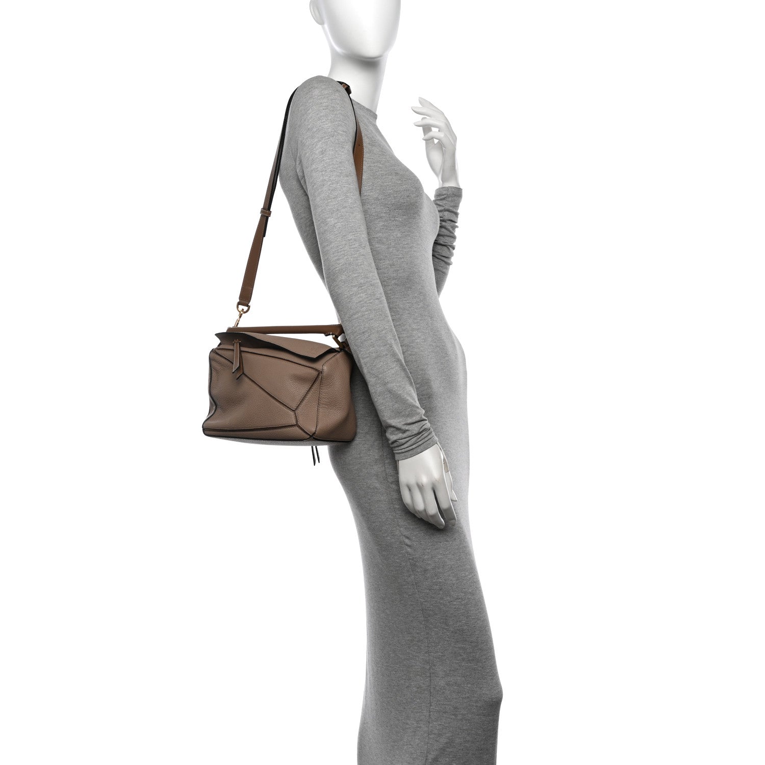 Loewe Grained Calfskin Small Puzzle Bag Sand Mink 2 of 13