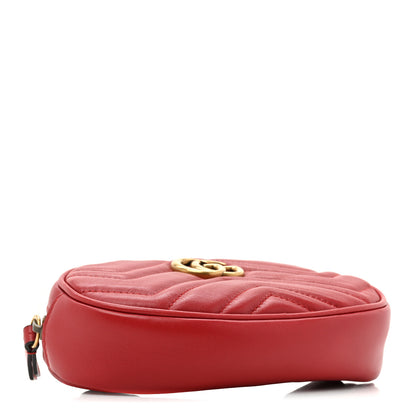 Gucci Calfskin Matelasse GG Marmont Belt Bag 85 34 Hibiscus Red 4 of 12