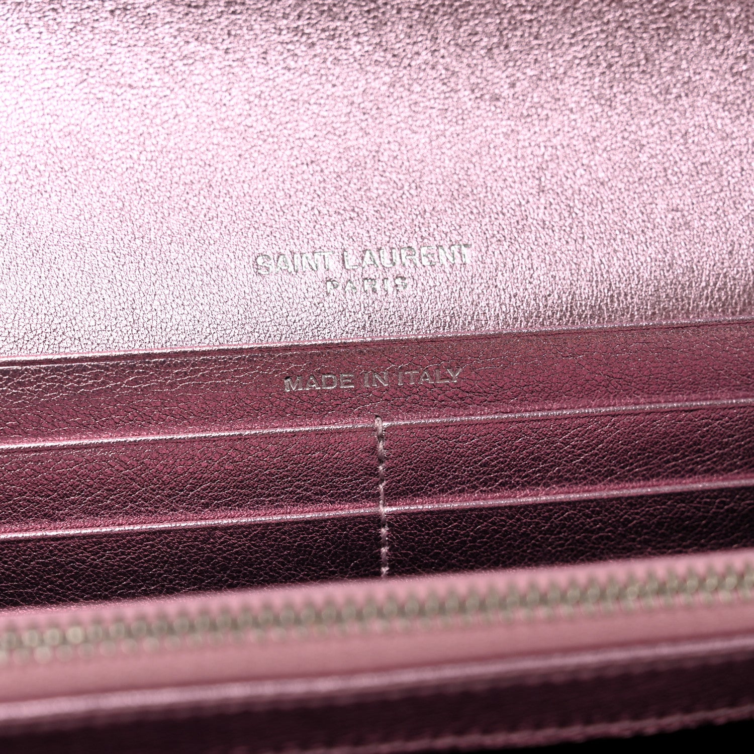 Saint Laurent Metallic Calfskin Classic Monogram Cassandre Wallet New Azalea 7 of 8