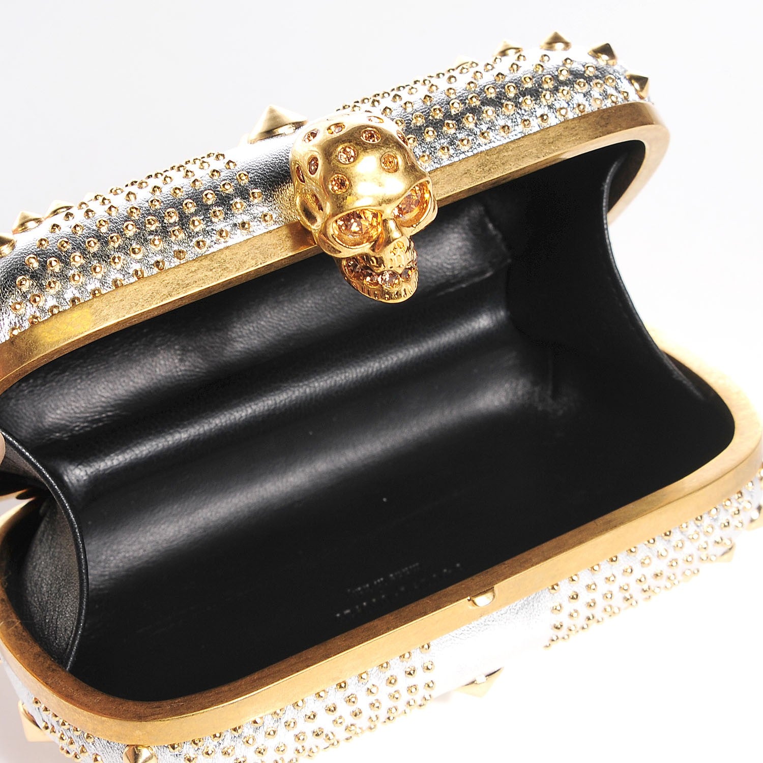 Alexander McQueen Nappa Studded Britannia Skull Box Clutch Silver 5 of 7