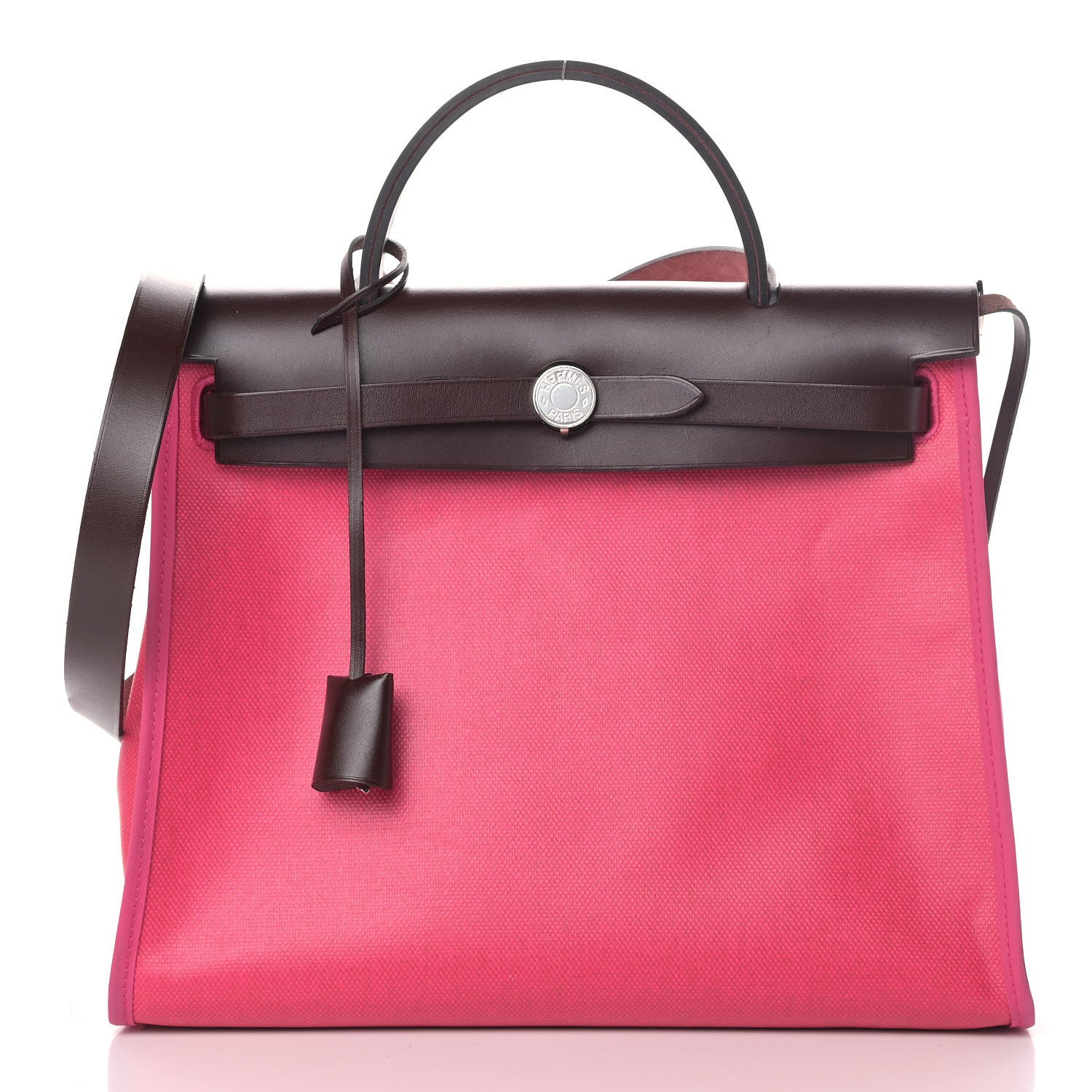 Hermes Toile H Berline Vache Hunter Herbag Zip 31 PM Rouge Sellier Rose Shocking 2 of 7