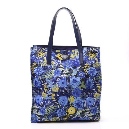 Prada Tessuto Nylon Saffiano Floral Print Tote Bluette Dis Primule 1 of 9
