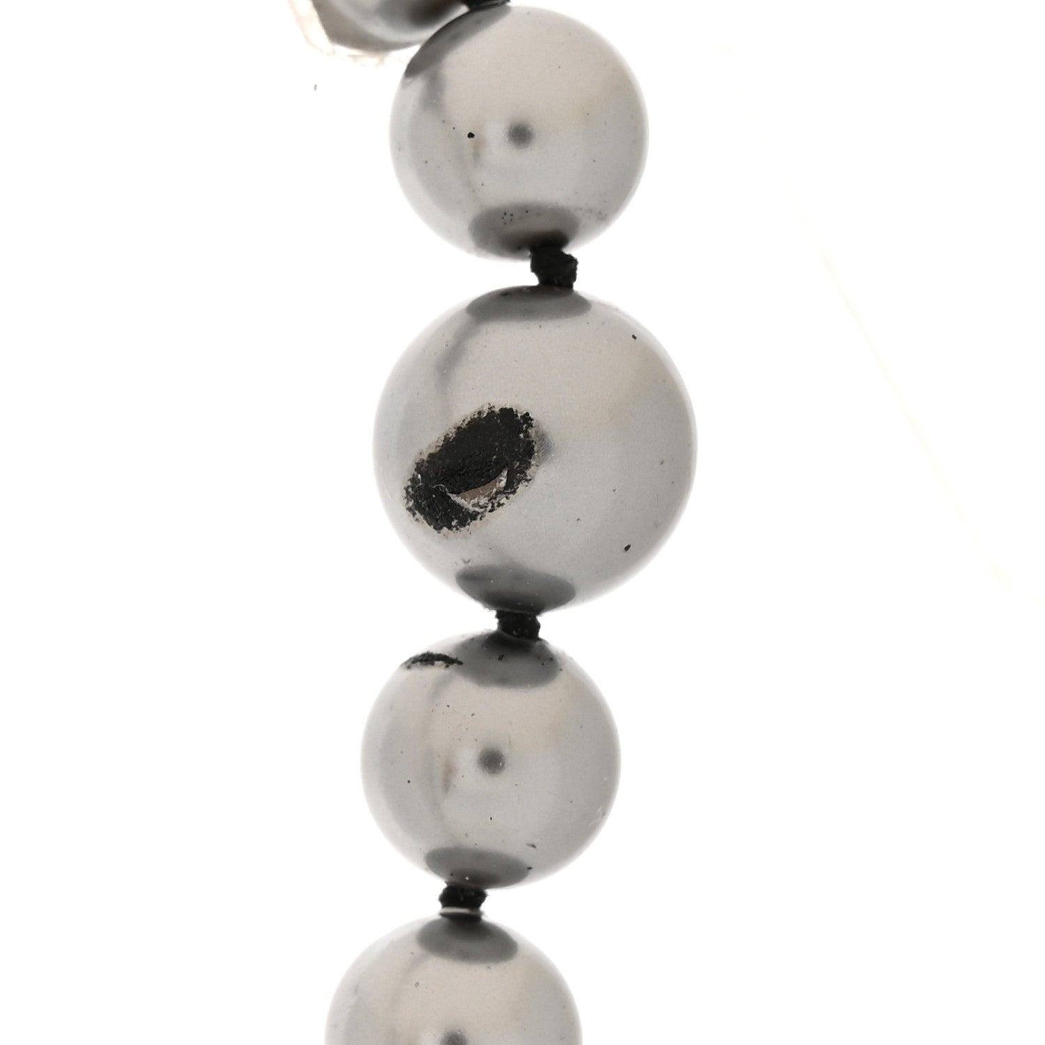 Chanel Crystal Baguette Graduated Pearl CC Short Necklace Silver Grey 5 of 7