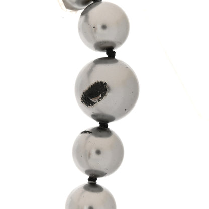 Chanel Crystal Baguette Graduated Pearl CC Short Necklace Silver Grey 5 of 7