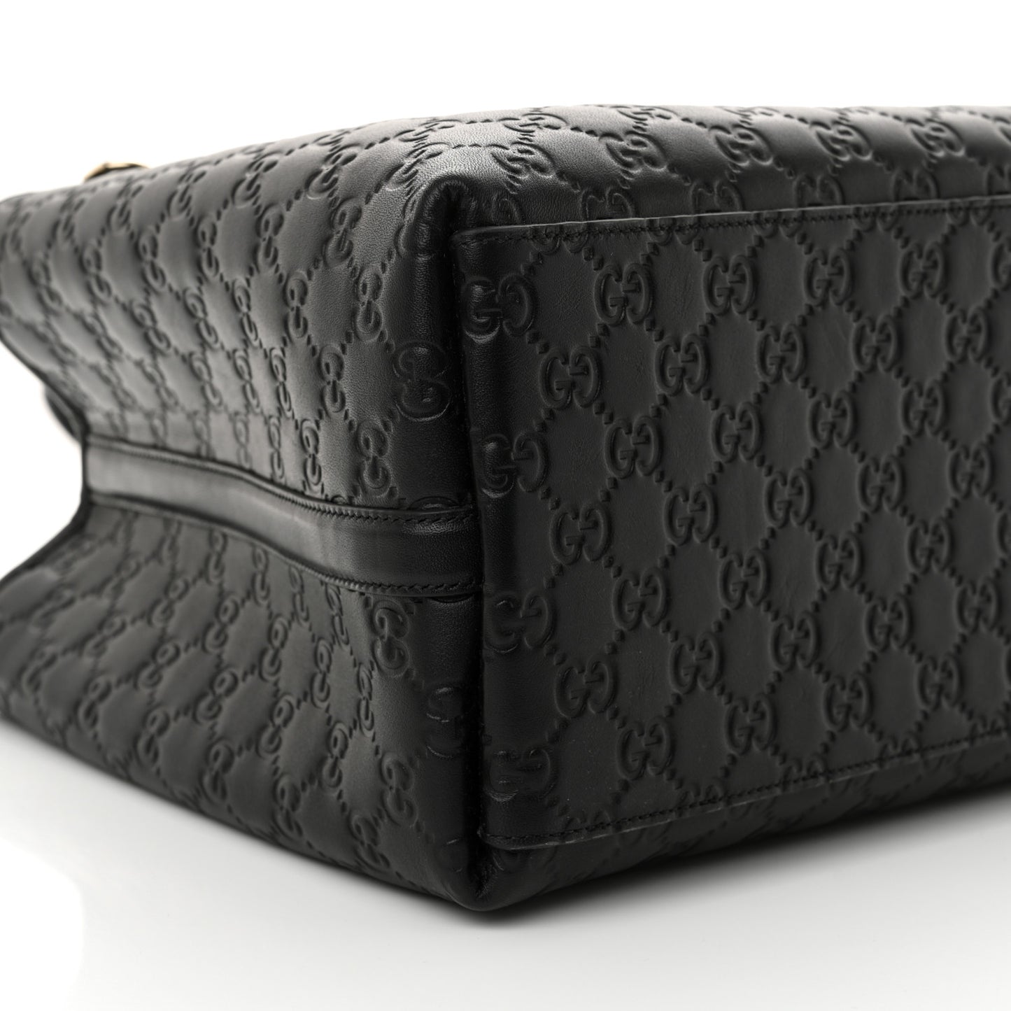 GG Calfskin Embossed Calfskin Large Tote Bag Black