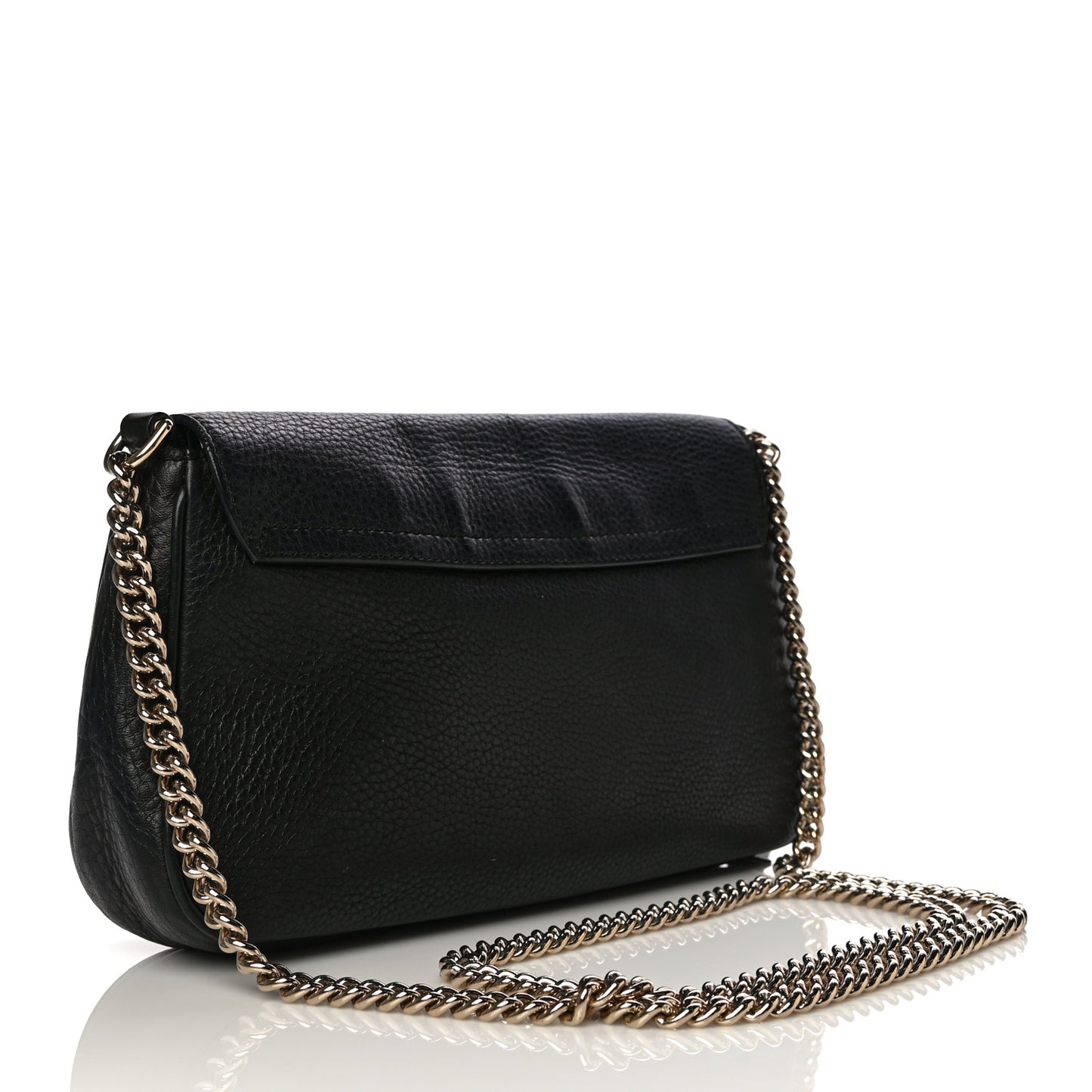 Pebbled Calfskin Medium Soho Flap Crossbody Black