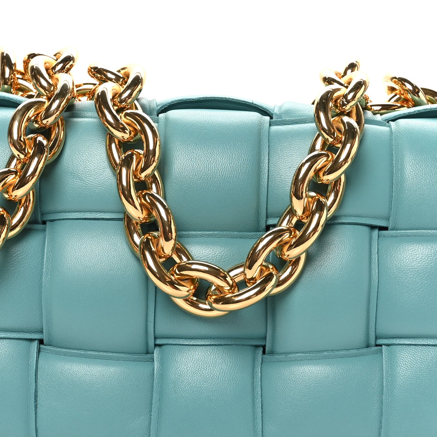 Bottega Veneta Lambskin Maxi Intrecciato Padded Chain Cassette Crossbody Bag Linoleum 6 of 8